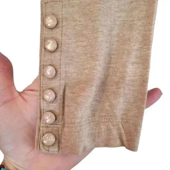 Lands' End Women's Sable Tan Cotton/Rayon Turtleneck Sweater w Cuff Buttons - Picture 5 of 9